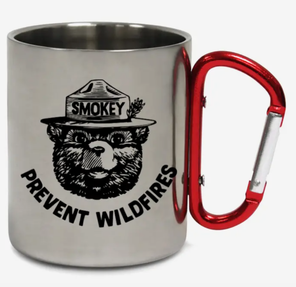 smokey bear carabiner steel camping mug